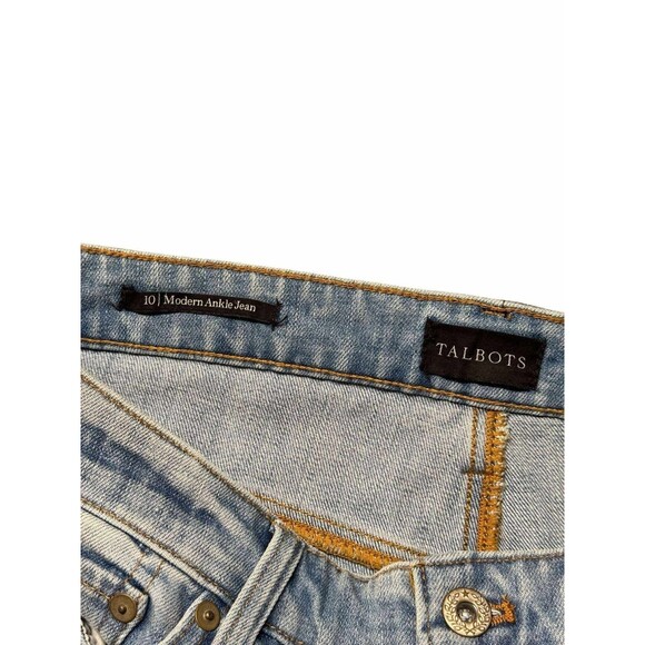 Talbots Modern Ankle Jean Side Stripe Women’s 10 Blue Stretch Denim Pants - Picture 3 of 8